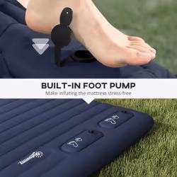 Outsunny Double Air Bed Inflatable Mattress, 195 x 140 x 10cm, Blue