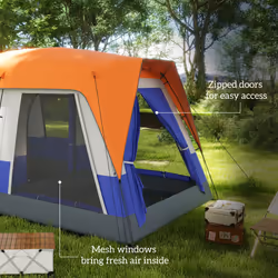Outsunny Camping Tent with 3000mm Waterproof Rainfly & Screen Panels, Orange