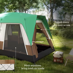 Outsunny Camping Tent with 3000mm Waterproof Rainfly & Screen Panels, Green
