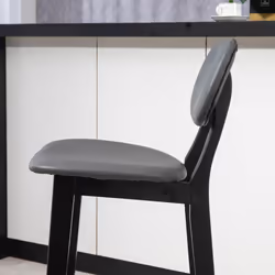 HOMCOM Breakfast Bar stools Set of 2 with PU Leather Cover, Wood Legs, Dark Grey - Additional view 6