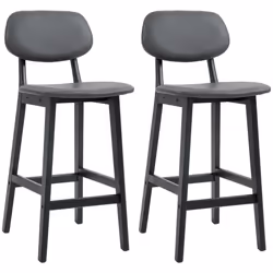 HOMCOM Breakfast Bar stools Set of 2 with PU Leather Cover, Wood Legs, Dark Grey - Additional view 7