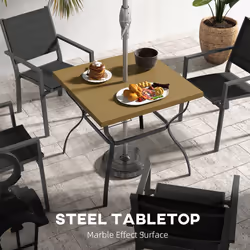 Outsunny Garden Dining Table w/ Umbrella Hole, Dining Table for 4, Brown - Additional view 5