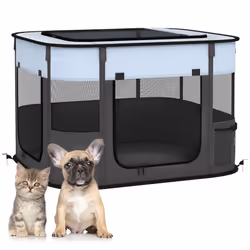 PawHut Portable Dog Pen for Puppies, Rabbits, Kittens, Guinea Pigs - Grey - Additional view 5