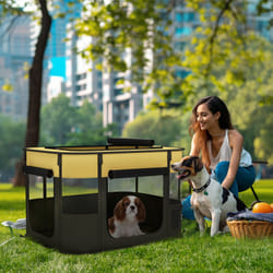 PawHut Portable Dog Pen for Puppies, Rabbits, Kittens, Guinea Pigs - Yellow