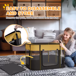PawHut Portable Dog Pen for Puppies, Rabbits, Kittens, Guinea Pigs - Yellow - Additional view 5