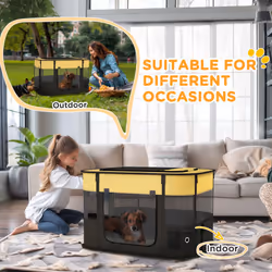 PawHut Portable Dog Pen for Puppies, Rabbits, Kittens, Guinea Pigs - Yellow - Additional view 6