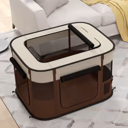 PawHut Portable Dog Pen for Puppies, Rabbits, Kittens, Guinea Pigs - Brown - Additional view 6
