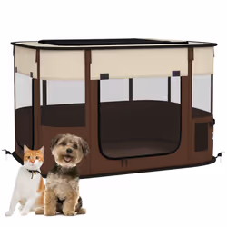 PawHut Portable Dog Pen for Puppies, Rabbits, Kittens, Guinea Pigs - Brown - Additional view 7