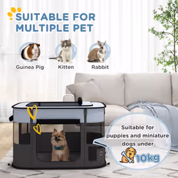 PawHut Portable Dog Pen for Puppies, Rabbits, Kittens, Guinea Pigs - Grey - Additional view 7