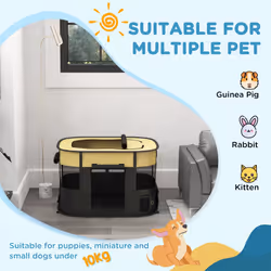 PawHut Portable Dog Pen for Puppies, Rabbits, Kittens, Guinea Pigs - Yellow - Additional view 5