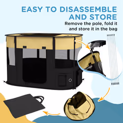 PawHut Portable Dog Pen for Puppies, Rabbits, Kittens, Guinea Pigs - Yellow - Additional view 7