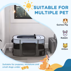 PawHut Portable Dog Pen for Puppies, Rabbits, Kittens, Guinea Pigs - Grey - Additional view 5