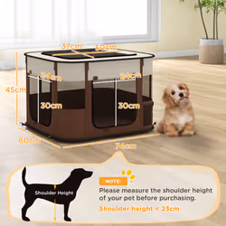 PawHut Portable Dog Pen for Puppies, Rabbits, Kittens, Guinea Pigs - Brown