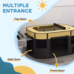 PawHut Portable Dog Pen for Puppies, Rabbits, Kittens, Guinea Pigs - Yellow - Additional view 6