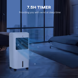 HOMCOM Portable Air Cooler with Humidifier, Remote, Oscillation, White