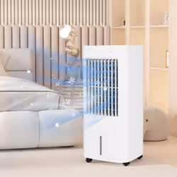 HOMCOM Portable Air Cooler with Humidifier, Ice Packs, Oscillation, White