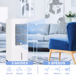 HOMCOM Portable Air Cooler with Humidifier, Ice Packs, Oscillation, White