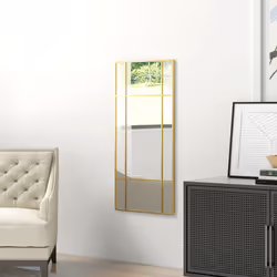 HOMCOM Window Style Vanity Mirror 110 x 50cm Hanging Wall Mirror Gold Tone - Additional view 7