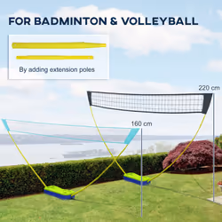 SPORTNOW Portable Badminton Net Set w/ Volleyball Net, Rackets, Shuttlecocks