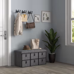 HOMCOM Shoe Bench with Seat, Shoe Storage Bench with Fabric Drawers Dark Grey - Additional view 5