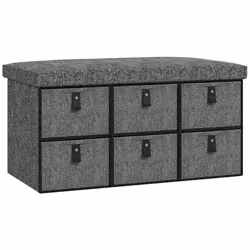 HOMCOM Shoe Bench with Seat, Shoe Storage Bench with Fabric Drawers Dark Grey - Additional view 7