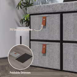 HOMCOM Shoe Bench with Seat, Shoe Storage Bench with Fabric Drawers Light Grey - Additional view 4