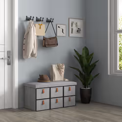 HOMCOM Shoe Bench with Seat, Shoe Storage Bench with Fabric Drawers Light Grey - Additional view 5