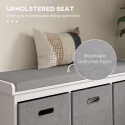 HOMCOM Shoe Bench with Seat, Shoe Storage Bench with Fabric Drawers, White