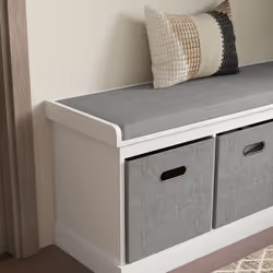 HOMCOM Shoe Bench with Seat, Shoe Storage Bench with Fabric Drawers, White - Additional view 6