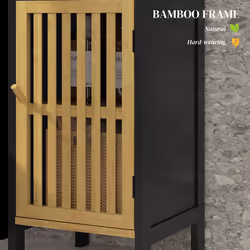 HOMCOM Bathroom Floor Cabinet Bamboo Bathroom Cupboard with Adjustable Shelf - Additional view 6
