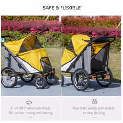 PawHut Foldable Pet Stroller with Cushion, for M, L Dogs - Yellow