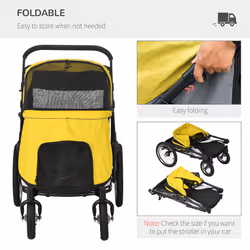 PawHut Foldable Pet Stroller with Cushion, for M, L Dogs - Yellow - Additional view 5
