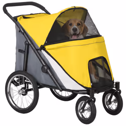 PawHut Foldable Pet Stroller with Cushion, for M, L Dogs - Yellow - Additional view 8