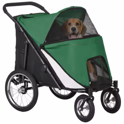 PawHut Foldable Pet Stroller with Cushion, for M, L Dogs - Green
