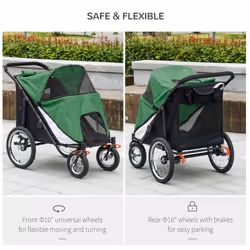 PawHut Foldable Pet Stroller with Cushion, for M, L Dogs - Green - Additional view 4