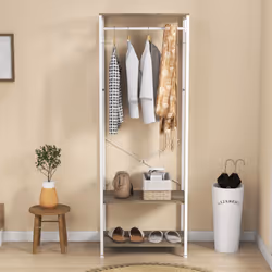HOMCOM Coat Rack, 2-in-1 Clothes Stand with Shoe Storage for Hallway, Grey - Additional view 4