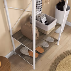 HOMCOM Coat Rack, 2-in-1 Clothes Stand with Shoe Storage for Hallway, Grey - Additional view 7