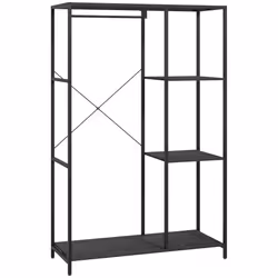 HOMCOM Coat Rack Stand with Hanging Rail and Storage Shelves for Hallway Black