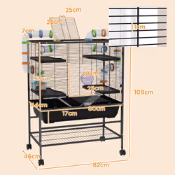 PawHut Large Hamster Cage, Rat Cage w/ Wheels, Tubes, Storage Shelf, Ramps - Additional view 4
