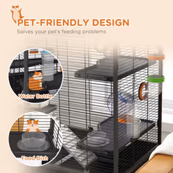 PawHut Large Hamster Cage, Rat Cage w/ Wheels, Tubes, Storage Shelf, Ramps - Additional view 6