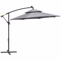 Outsunny 3(m) Cantilever Parasol Hanging Banana Umbrella w/ lights, Light Grey - Additional view 6