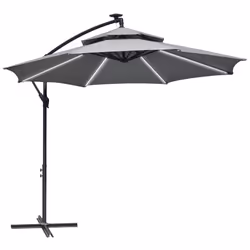Outsunny 3(m) Cantilever Parasol Hanging Banana Umbrella w/ lights, Light Grey - Additional view 8