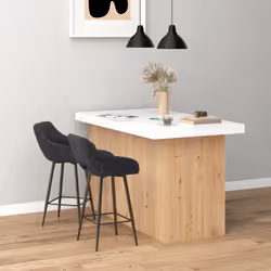 HOMCOM Bar Stools Set of 2 Velvet-Touch Fabric Counter Bar Chairs Dark Grey