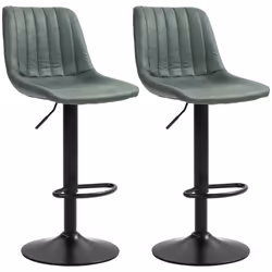 HOMCOM Set Of 2 Microfibre Retro Tub Bar Stools Metal Frame Footrest Seat Green - Additional view 7