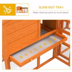 PawHut Wooden Rabbit Hutch with Run, Ramp, Slide-Out Tray - Additional view 7