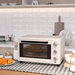 HOMCOM Mini Oven 21L Electric Grill w/ Adjustable Temp Timer 1400W, Cream