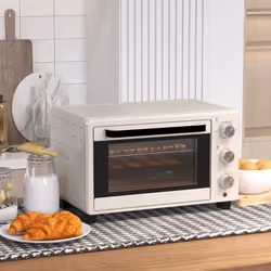 HOMCOM Mini Oven 21L Electric Grill w/ Adjustable Temp Timer 1400W, Cream - Additional view 5