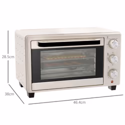 HOMCOM Mini Oven 21L Electric Grill w/ Adjustable Temp Timer 1400W, Cream - Additional view 6