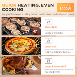 HOMCOM Mini Oven 21L Electric Grill w/ Adjustable Temp Timer 1400W, Cream - Additional view 8