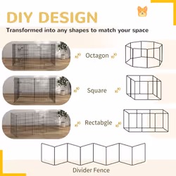 PawHut 8-Panel DIY Dog Pen with Door for Indoor/Outdoor Use, 76cm High